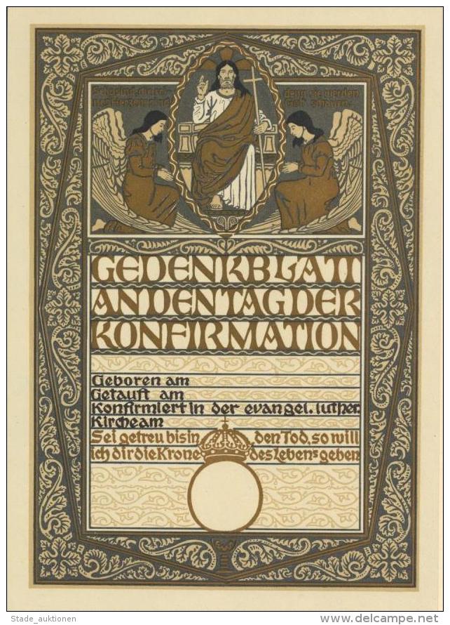 Heiligenbild Gedenkblatt Konfirmation Ca. 1909 Sign. Gebhardt, Martin Sch&uuml;ler Von Prof. Franz Hein Kunstdruck I-II - Ohne Zuordnung