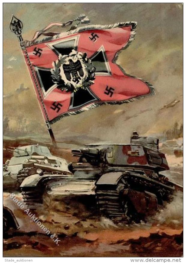 Panzer (WK II) Standarte Sign. Mundorff, Viktor K&uuml;nstlerkarte I-II R&eacute;servoir - Ohne Zuordnung