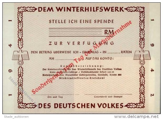 WHW 1941/42 - WHW-SONDERSPENDESCHEIN Zum TAG Der MACHT&Uuml;BERNAHME I WK II - Ohne Zuordnung