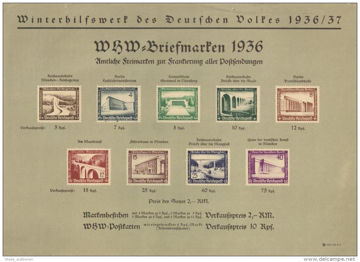 WHW 1936/37 - DINA4-Werbeblatt WHW BRIEFMARKEN 1936" Randm&auml;ngel!" - Ohne Zuordnung