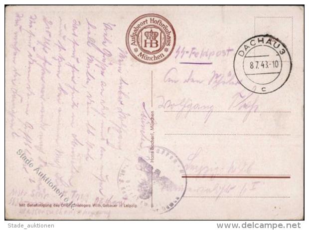 SS-Feldpostkarte WK II 1943 - Waffen-SS DACHAU I-II - Unclassified