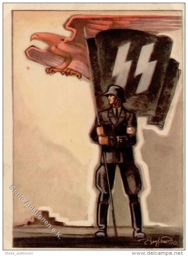 SS WK II Die Sicherheitspolizei Im Kriegseinsatz  K&uuml;nstlerkarte I-II (fleckig) - Ohne Zuordnung