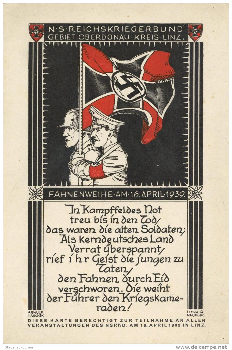 LINZ,&Ouml;sterreich WK II - FAHNENWEIHE NS REICHSKRIEGERBUND 1939 - Teilnahmekarte (keine Ak)  I - Ohne Zuordnung