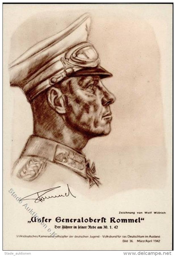 Ritterkreuztr&auml;ger Generaloberst ROMMEL - VDA-Propagandablatt Sign. Willrich I-II - Ohne Zuordnung