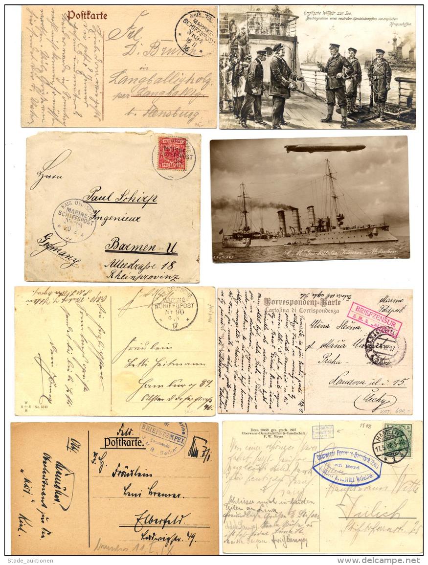 Marine Schiffspost Viel Kriegsmarine, Ca. 60 Belege, Meist Periode I.WK, Dazu Weitere Belege, Wie Stempel, Zensuren, Bil - Ohne Zuordnung