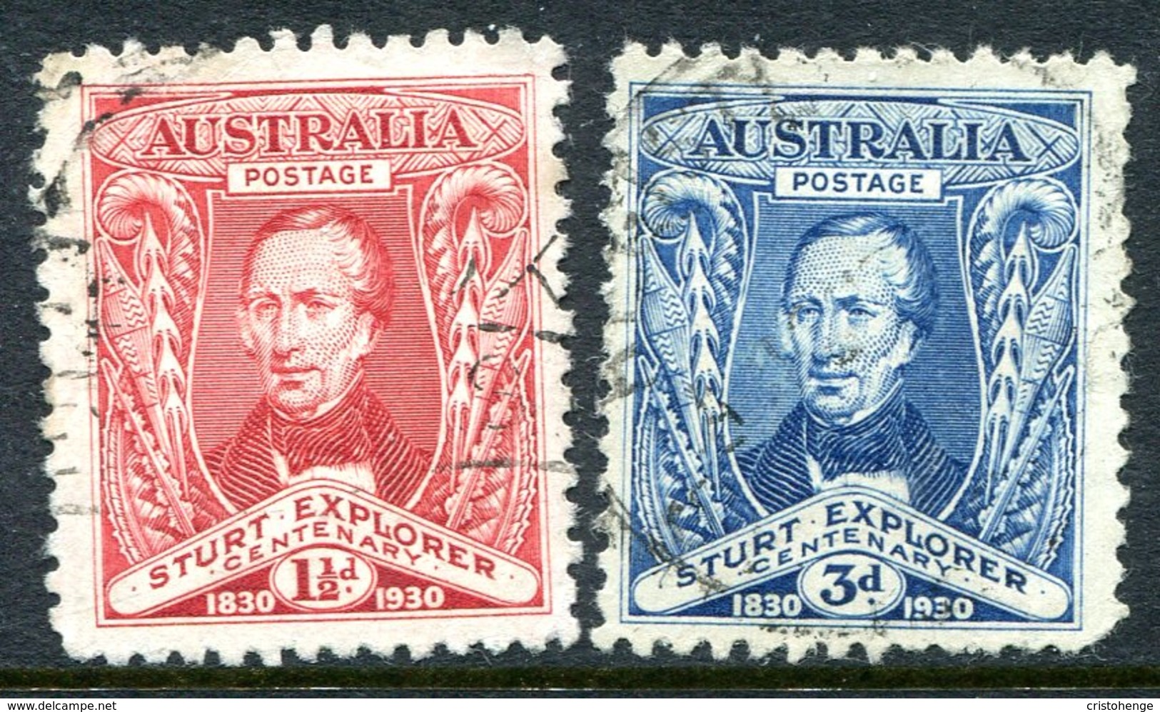 Australia 1930 Centenary Of Exploration Of Murray River Set Used (SG 117-118) - Usados