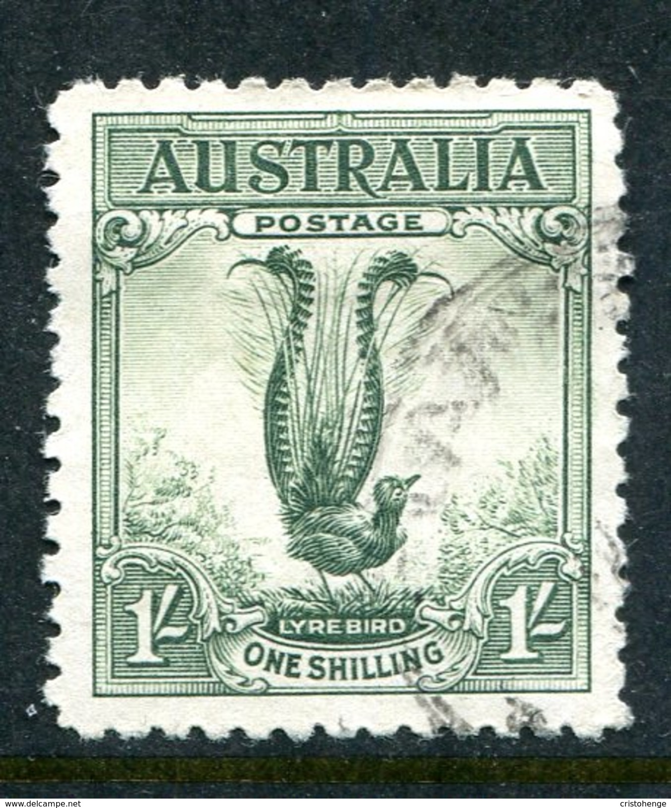 Australia 1932 Lyre Bird - 1/- Green Used (SG 140) - Mint Stamps