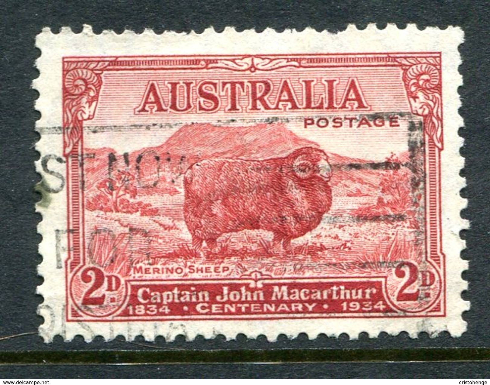 Australia 1934 Death Centenary Of Captain John Macarthur - 2d Carmine-red - Type B - Used (SG 150a) - Used Stamps