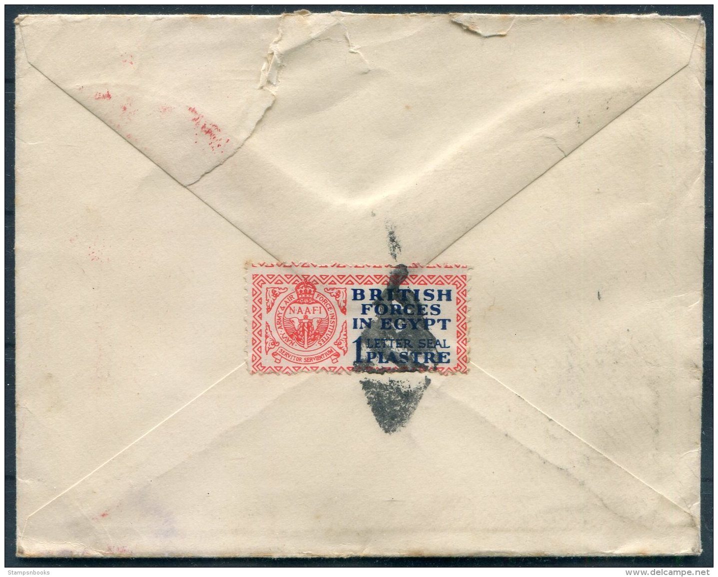 1934 Egypt Postage Prepaid M.P.O. Cairo Military Cover - Cambridge England. British Forces NAAFI 1 Piastre Letter Seal - Covers & Documents