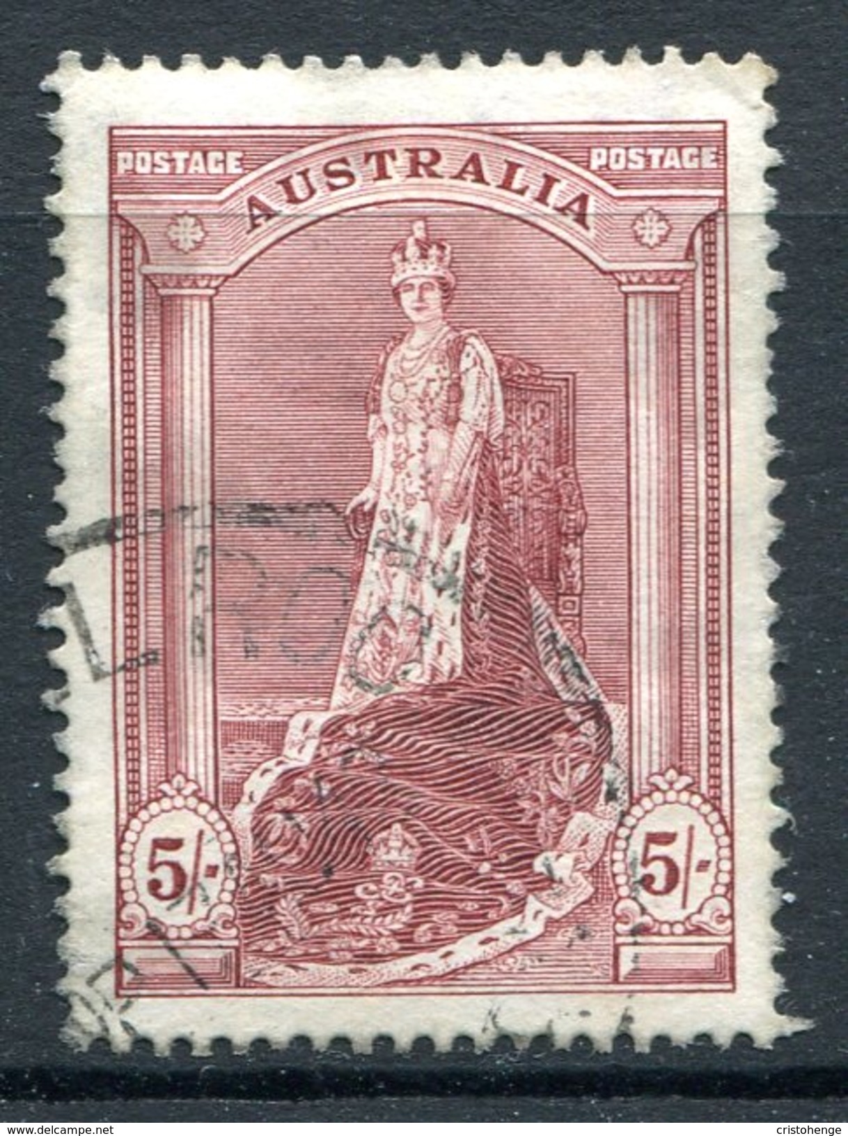 Australia 1937-49 KGVI Definitives (p.13½) - 5/- Queen Elizabeth Used (SG 176) - Gebraucht