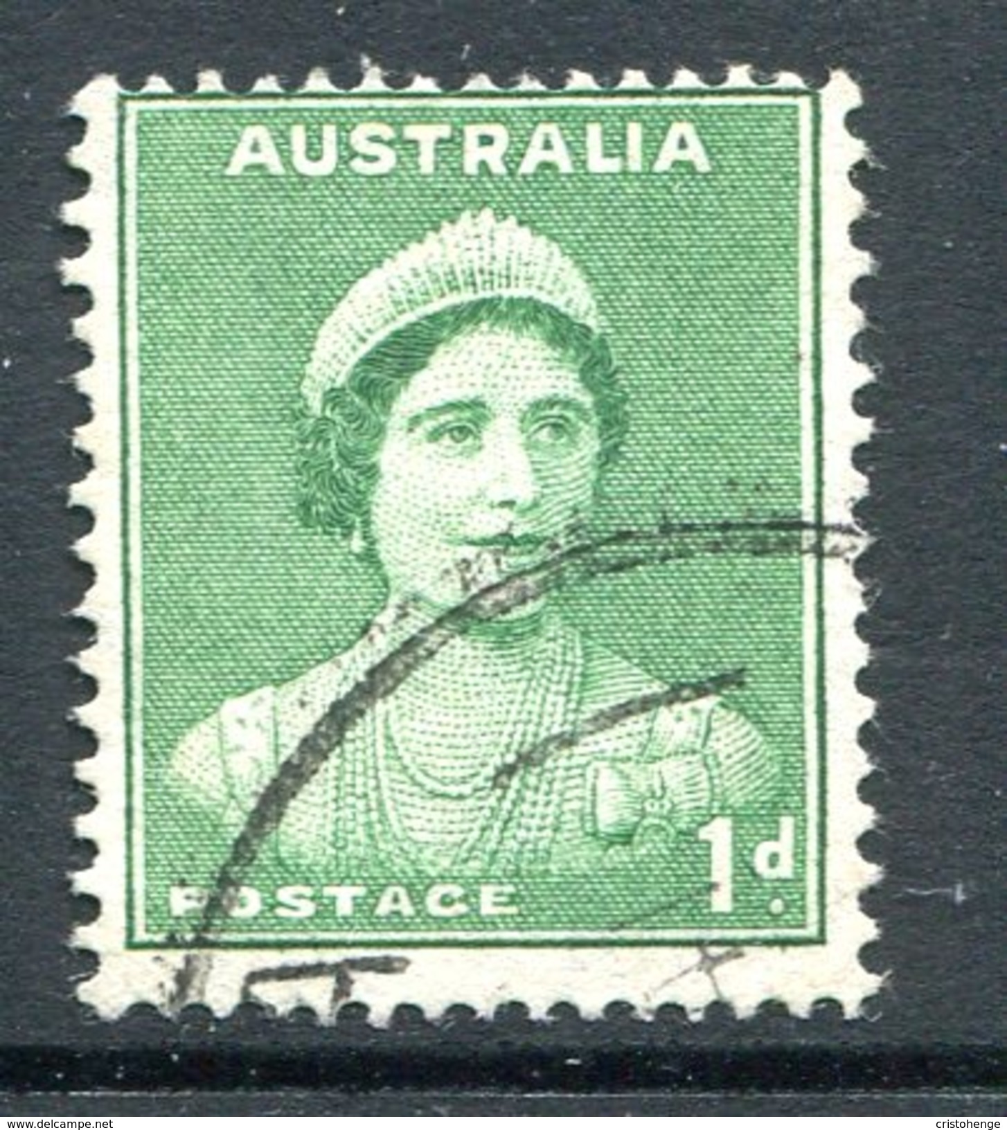 Australia 1937-49 KGVI Definitives (p.15 X 14) - 1d Queen Elizabeth Used (SG 180) - Gebraucht