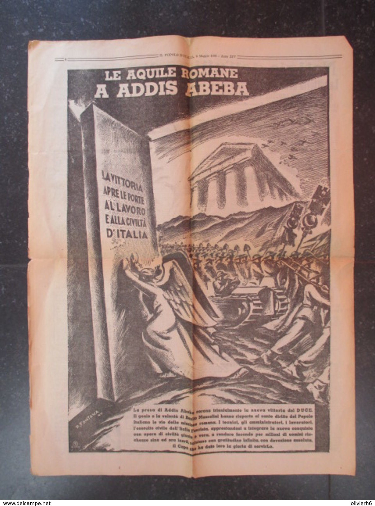 VP JOURNAL (M1704) IL POPOLO D'ITALIA 6 Maggio 1936 (6 Vues) Entrée Dans ADDIS ABEBA Benito Mussolini - Guerre 1939-45