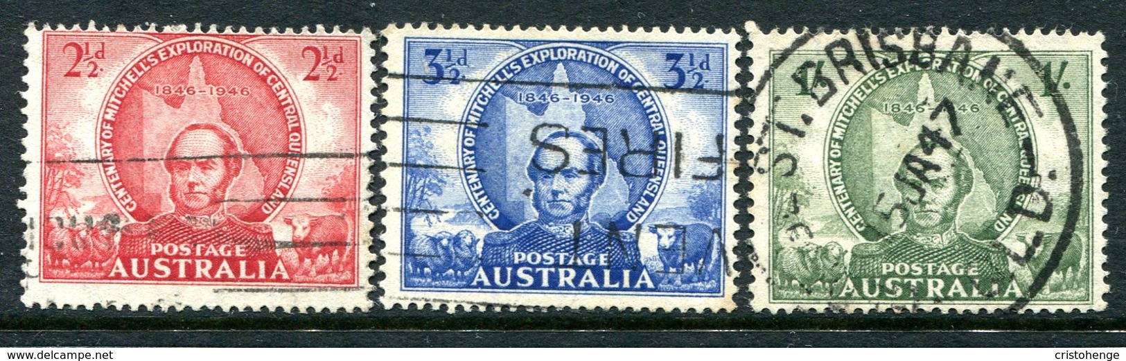 Australia 1946 Centenary Of Mitchell's Exploration Of Central Queensland Set Used (SG 216-218) - Gebraucht