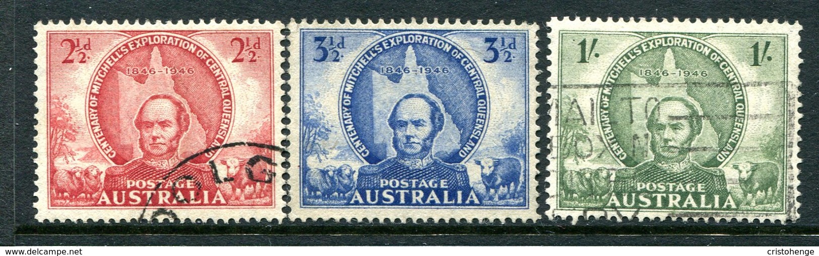 Australia 1946 Centenary Of Mitchell's Exploration Of Central Queensland Set Used (SG 216-218) - Gebraucht