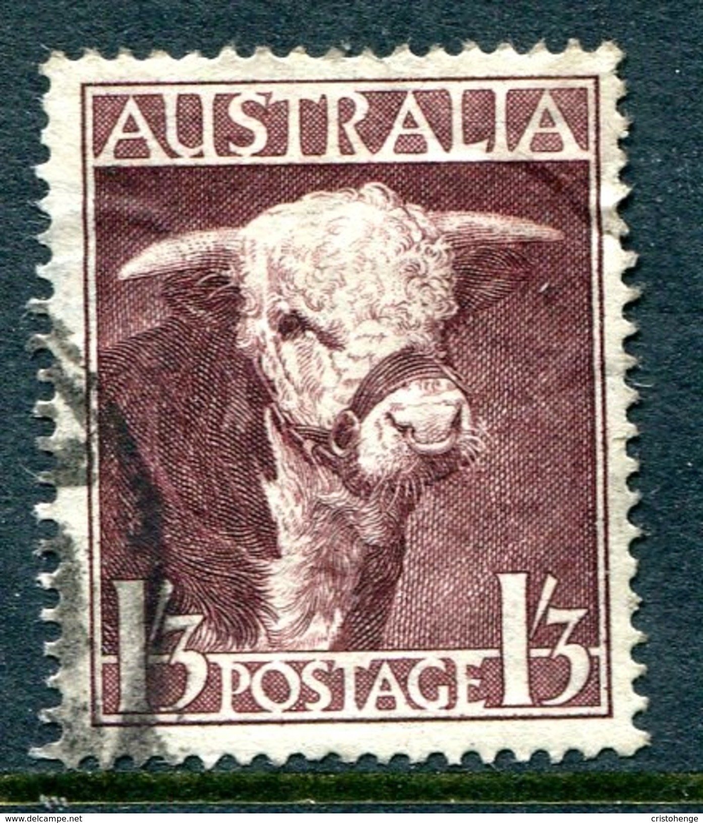 Australia 1948-56 Definitives (Wmk. Sideways) - 1/3 Hereford Bull Used (SG 223) - Ungebraucht