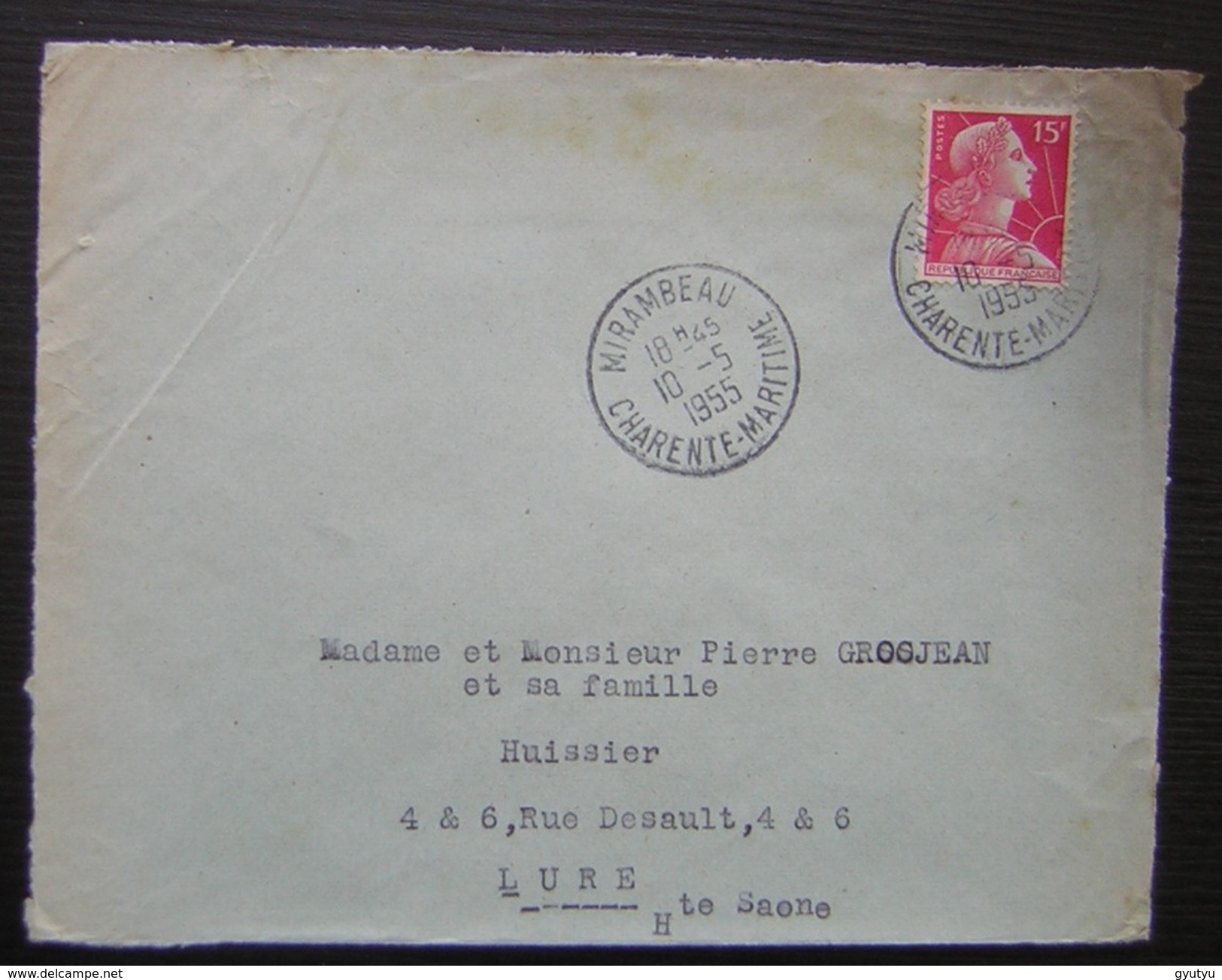 1955 Mirambeau (Charente Maritime) Lettre Pour Lure - 1921-1960: Periodo Moderno