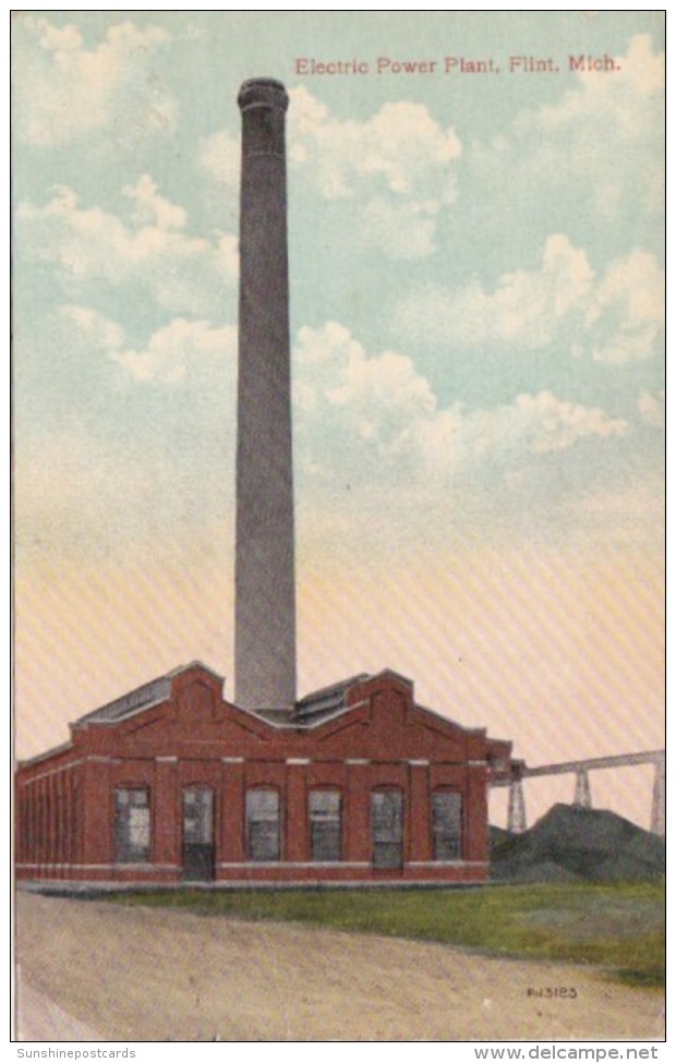 Michigan Flint Electric Power Plant 1914 - Flint