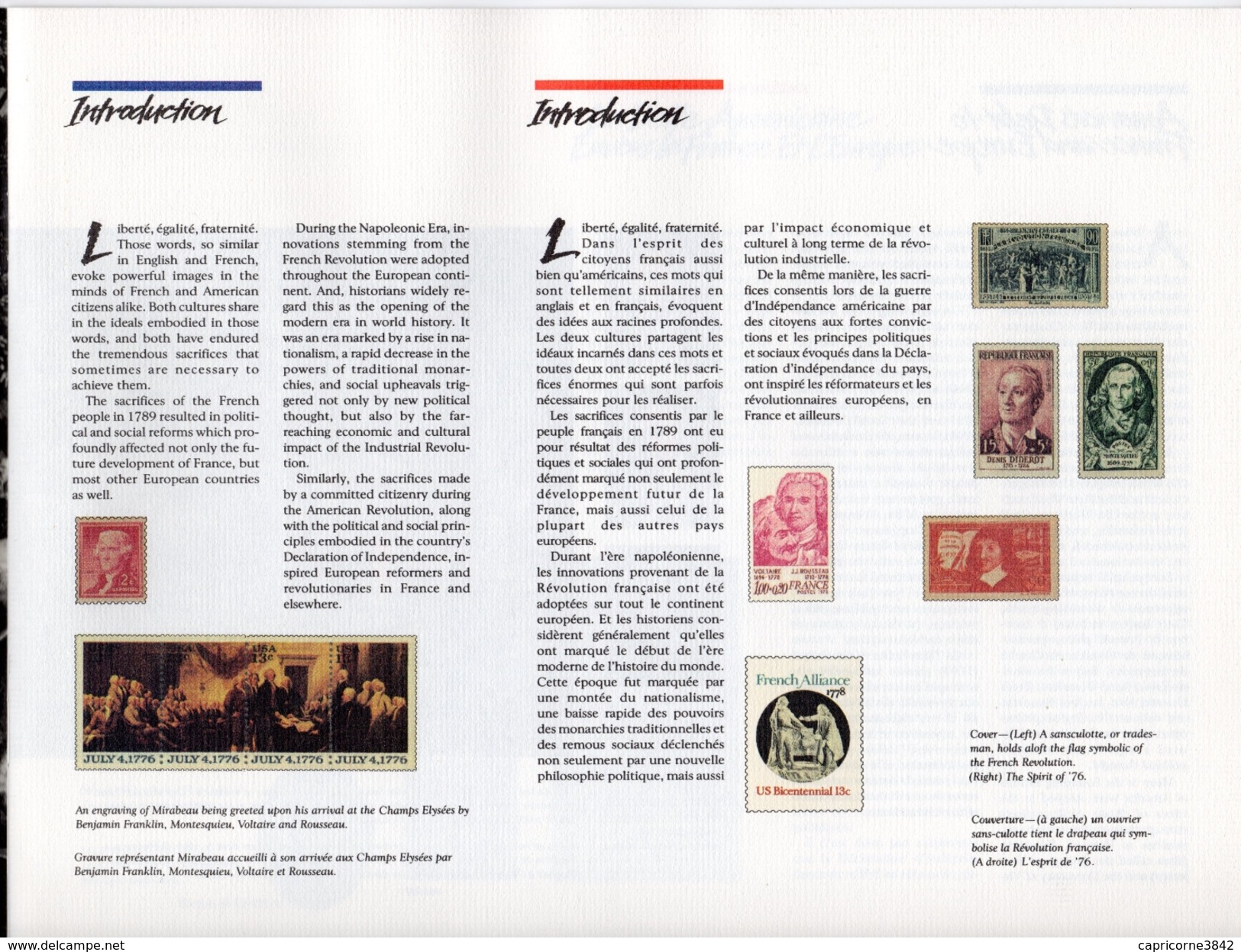 1989 -Livret Philatélique De Luxe  FRANCO-AMERICAIN "La Révolution Française" -Triptyque Français (2576) +bloc USA (2044 - 1981-1990