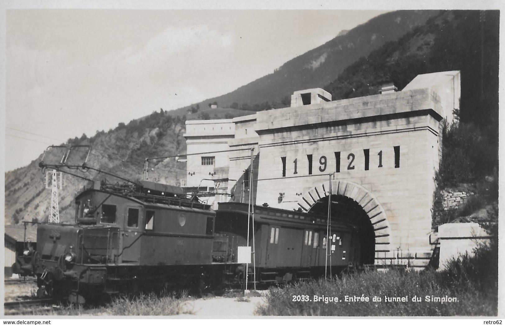 BRIG &rarr; Krokodil-Lokomotive Bei Der Ausfahrt Aus Dem Simplon-Tunnel, Ca.1945 - Simplon