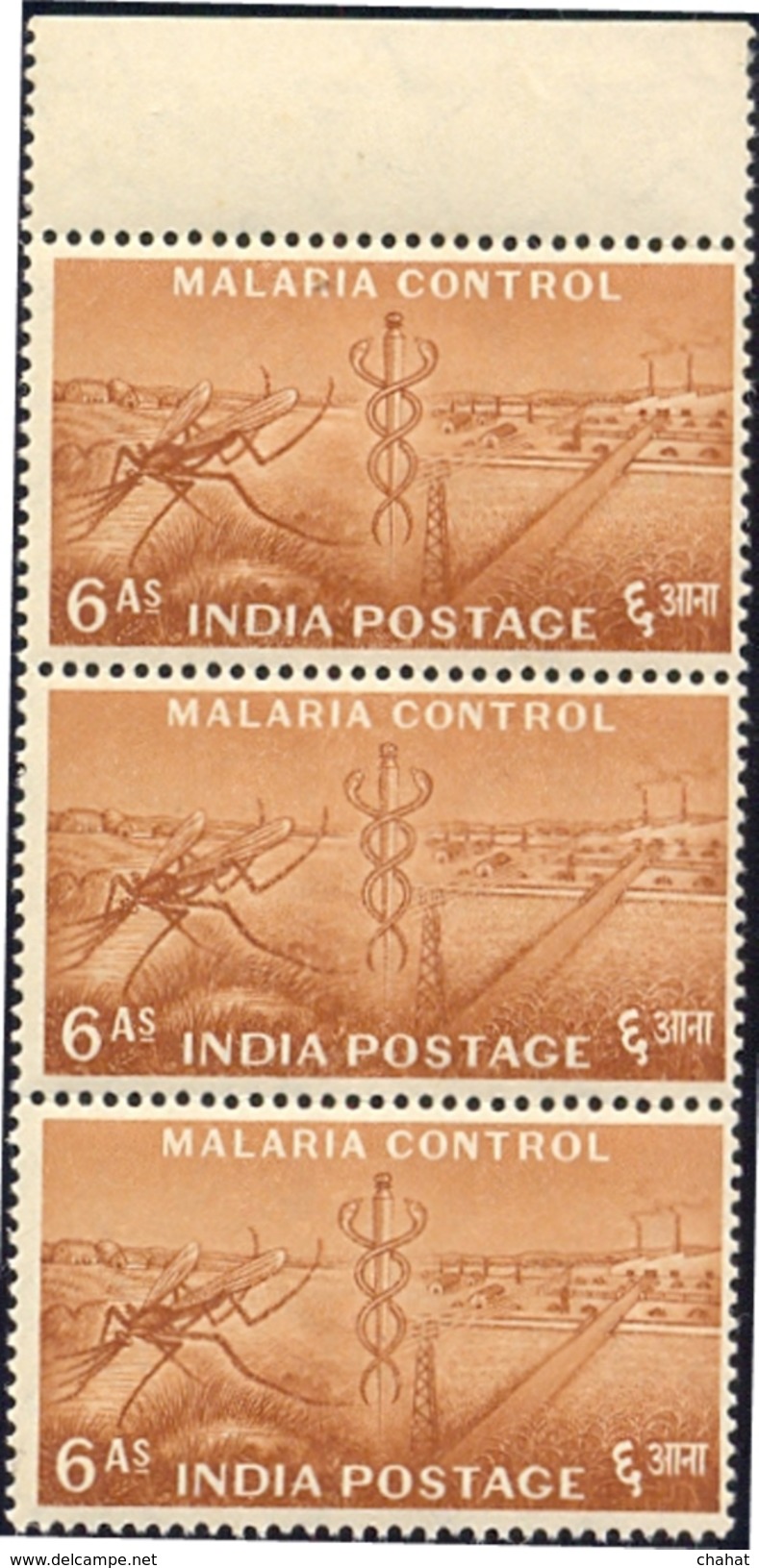 ERROR-HEALTH-MALARIA CONTROL-DISEASE-PRE DECIMAL-STRIP OF 3-INDIA-MNH-H1-07 - Unused Stamps