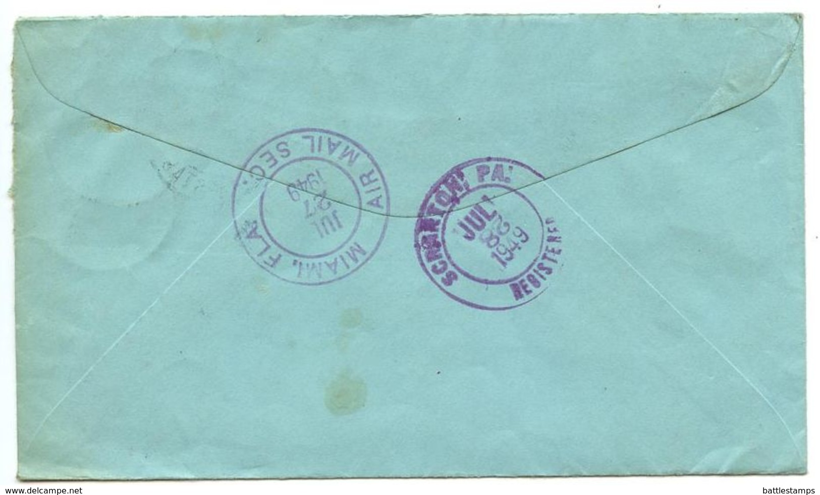 Netherlands Antilles 1949 Registered Cover Aruba, Oranjestad To U.S. W/ Scott 191 & C32A - Curaçao, Antilles Neérlandaises, Aruba