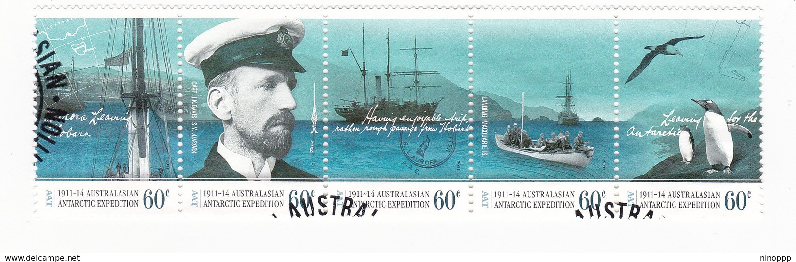 Australian Antarctic Territory  S191-195 2011 Antarctic Expedition Departure And Journey Strip Used - Oblitérés