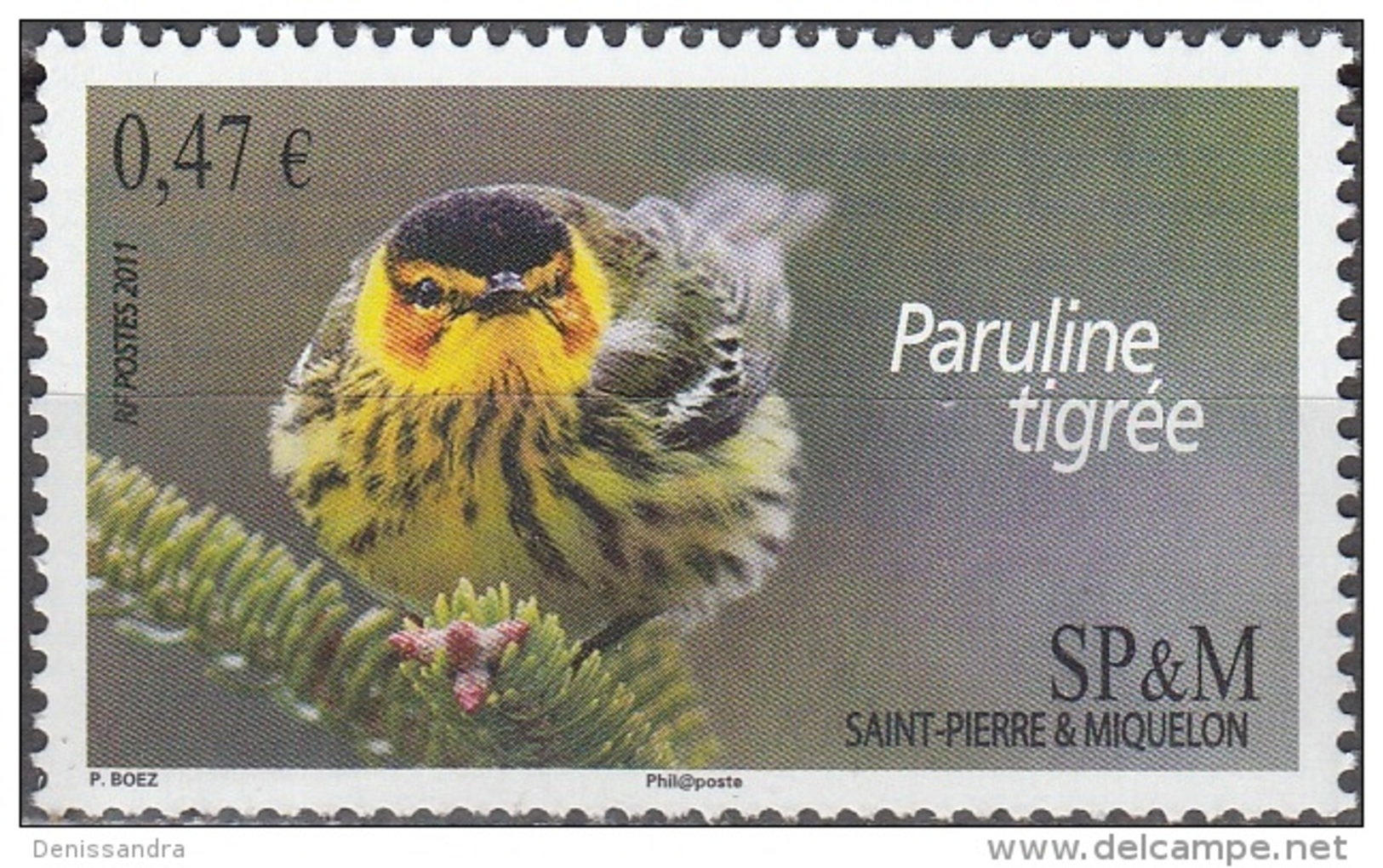 Saint-Pierre & Miquelon 2011 Yvert 991 Neuf ** Cote (2017) 2.00 € Paruline Tigrée - Unused Stamps