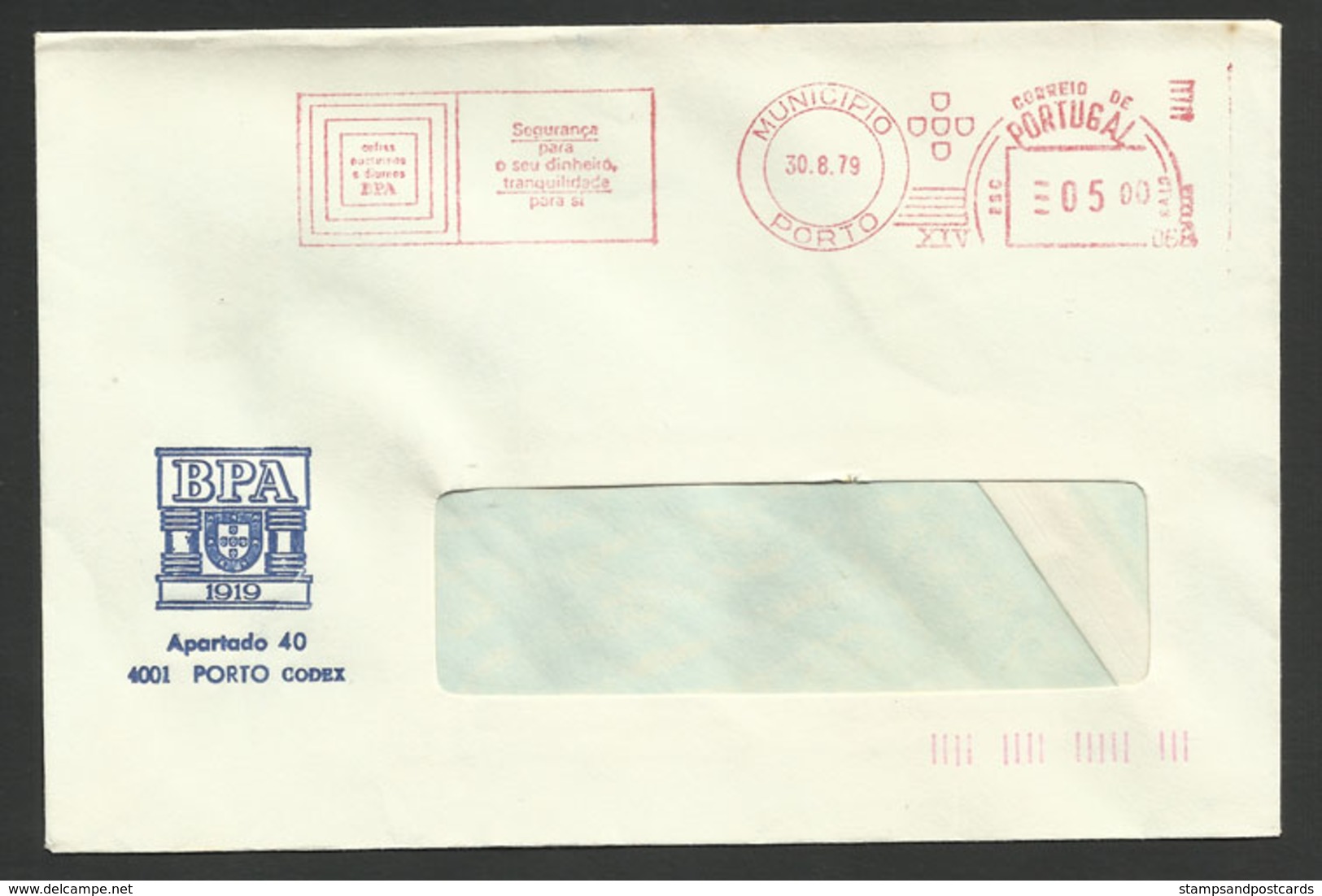 Portugal EMA Cachet Rouge Banque BPA Porto 1979 Meter Stamp Bank BPA Oporto - Machines à Affranchir (EMA)