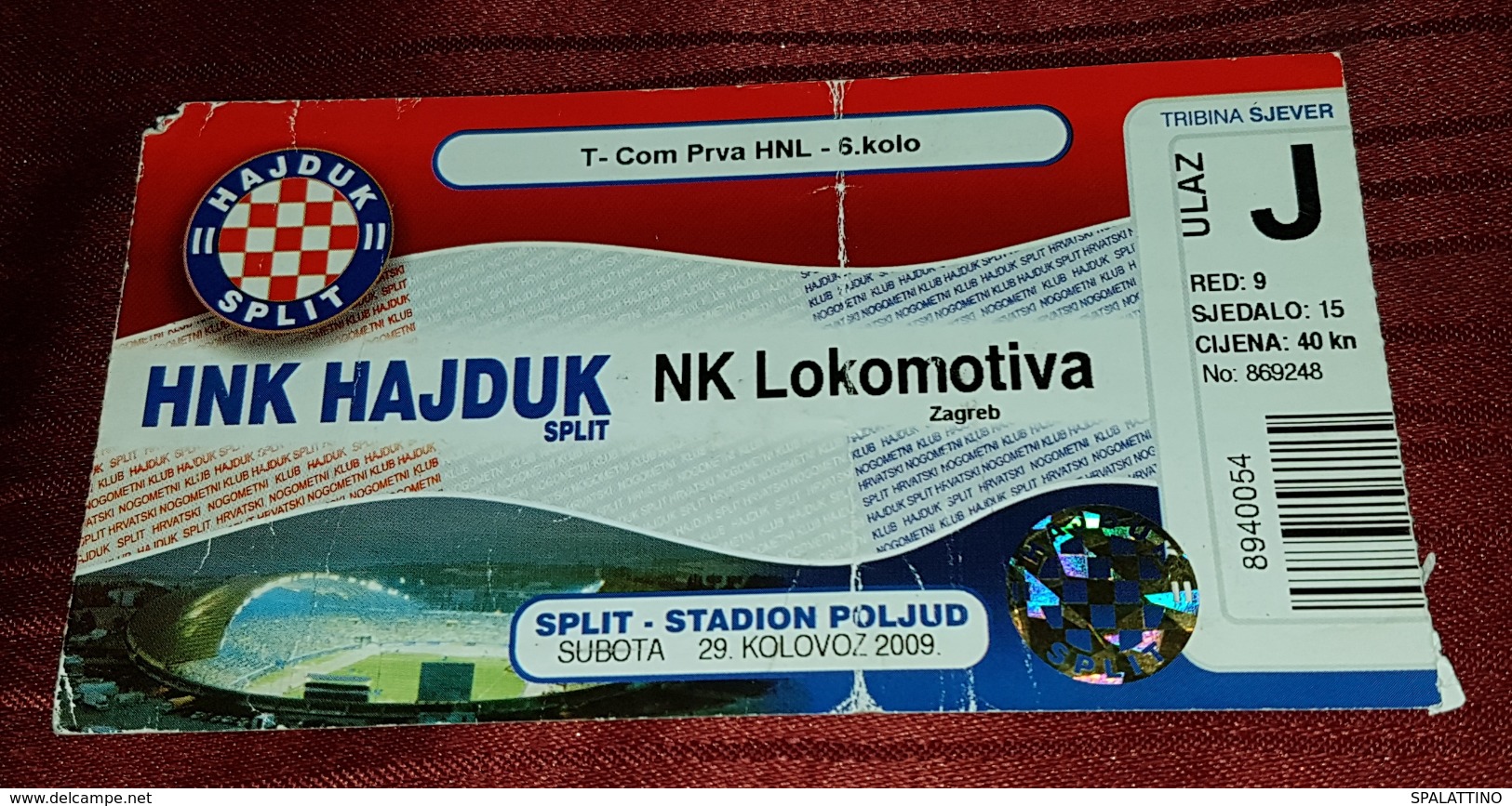 NK HAJDUK- NK LOKOMOTIVA, CROATIAN FIRST DIVISION, FOOTBALL MATCH TICKET - Tickets & Toegangskaarten