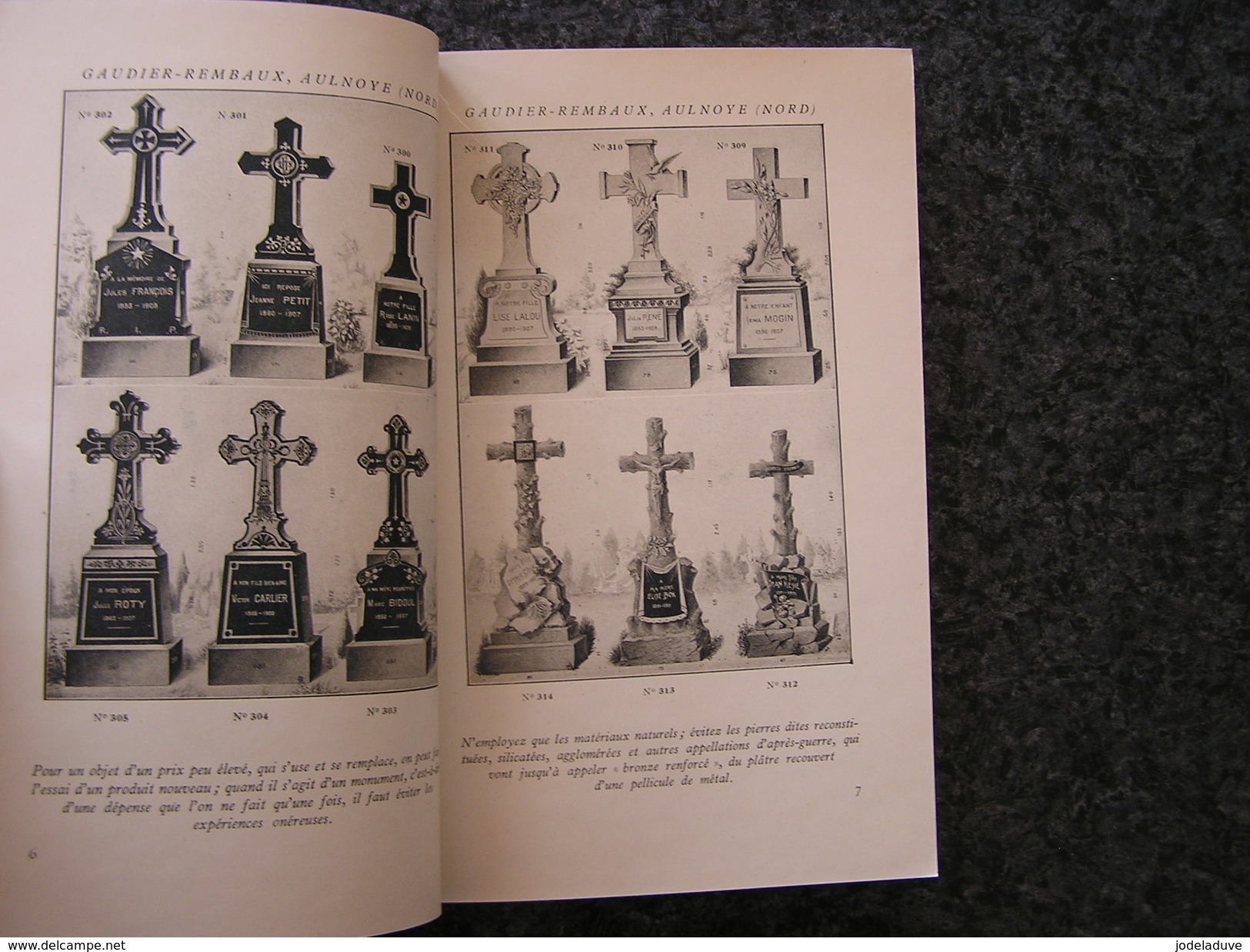 GAUDIER REMBAUX Aulnoye Monuments Funéraires Stèles Cimetières Catalogue 1925 Société Granitière Carrière Pierre - Picardie - Nord-Pas-de-Calais