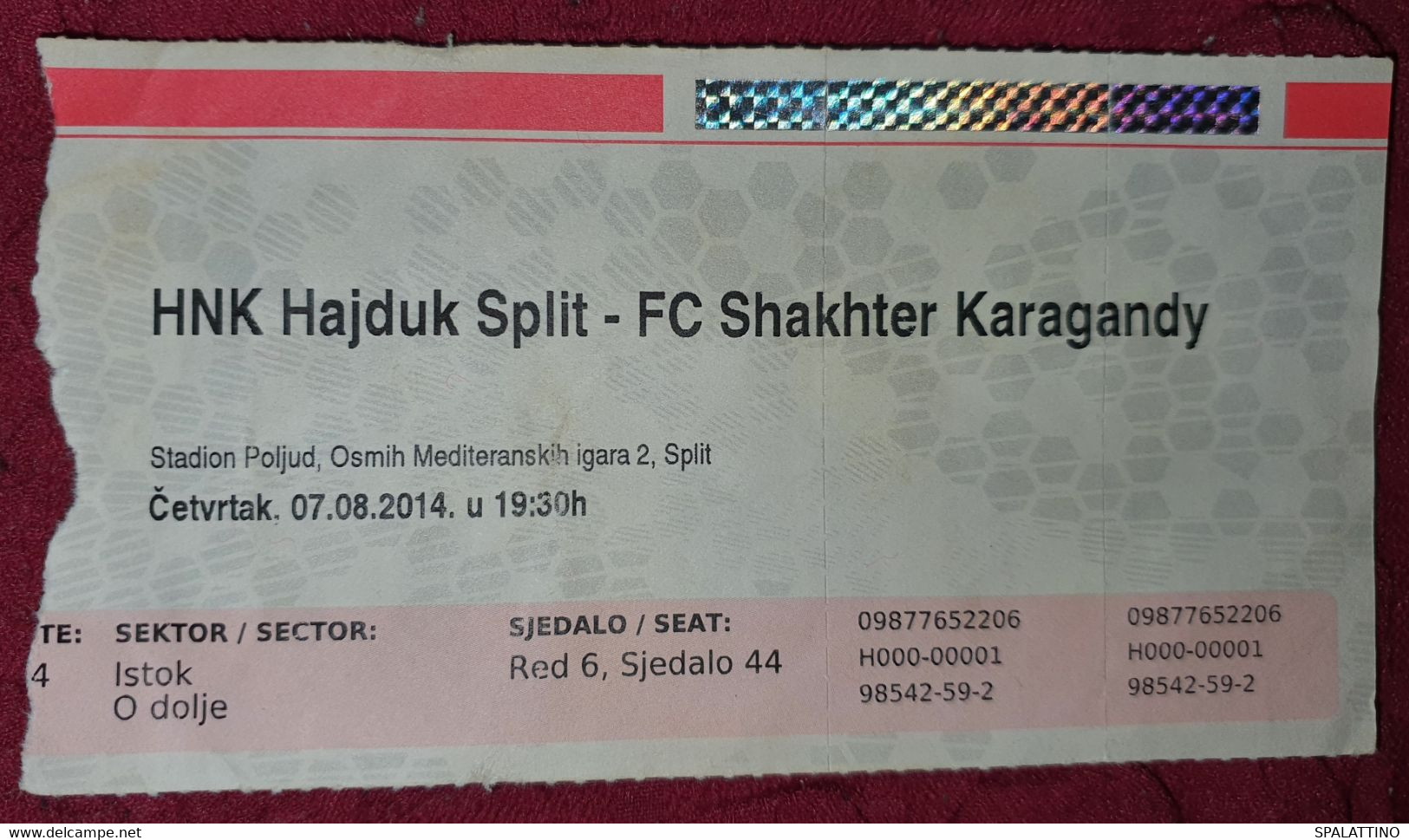 NK HAJDUK- FC SHAKHTER KARAGANDY KAZAKHSTAN, FOOTBALL MATCH TICKET - Match Tickets