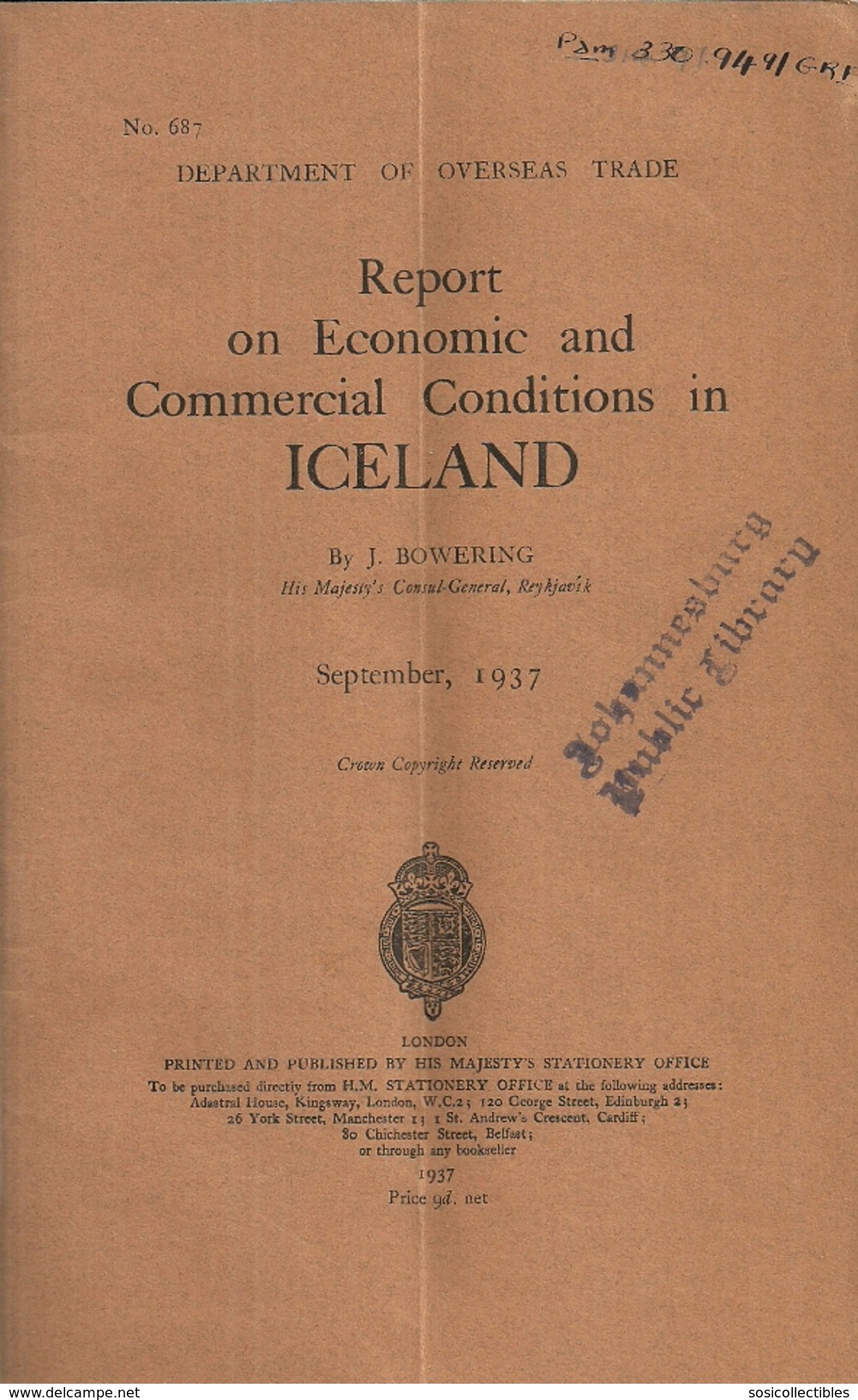 Economic And Commercial Conditions In ICELAND  - September, 1937 Report By J. Bowering - Historische Dokumente