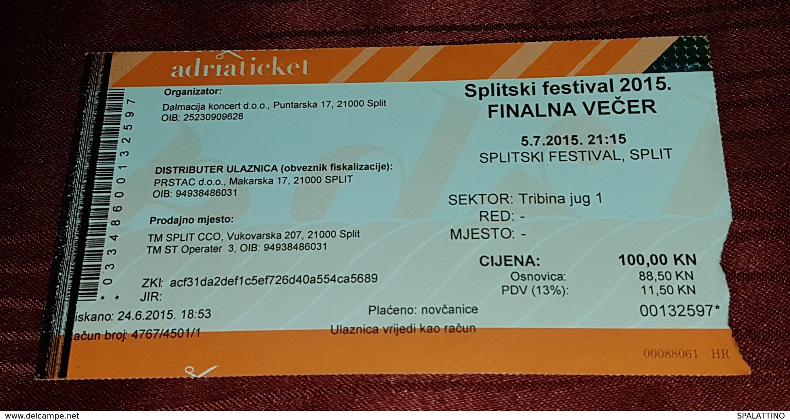 SPLITSKI FESTIVAL 2015. FESTIVAL IN POP MUSIC, TICKET - Concerttickets