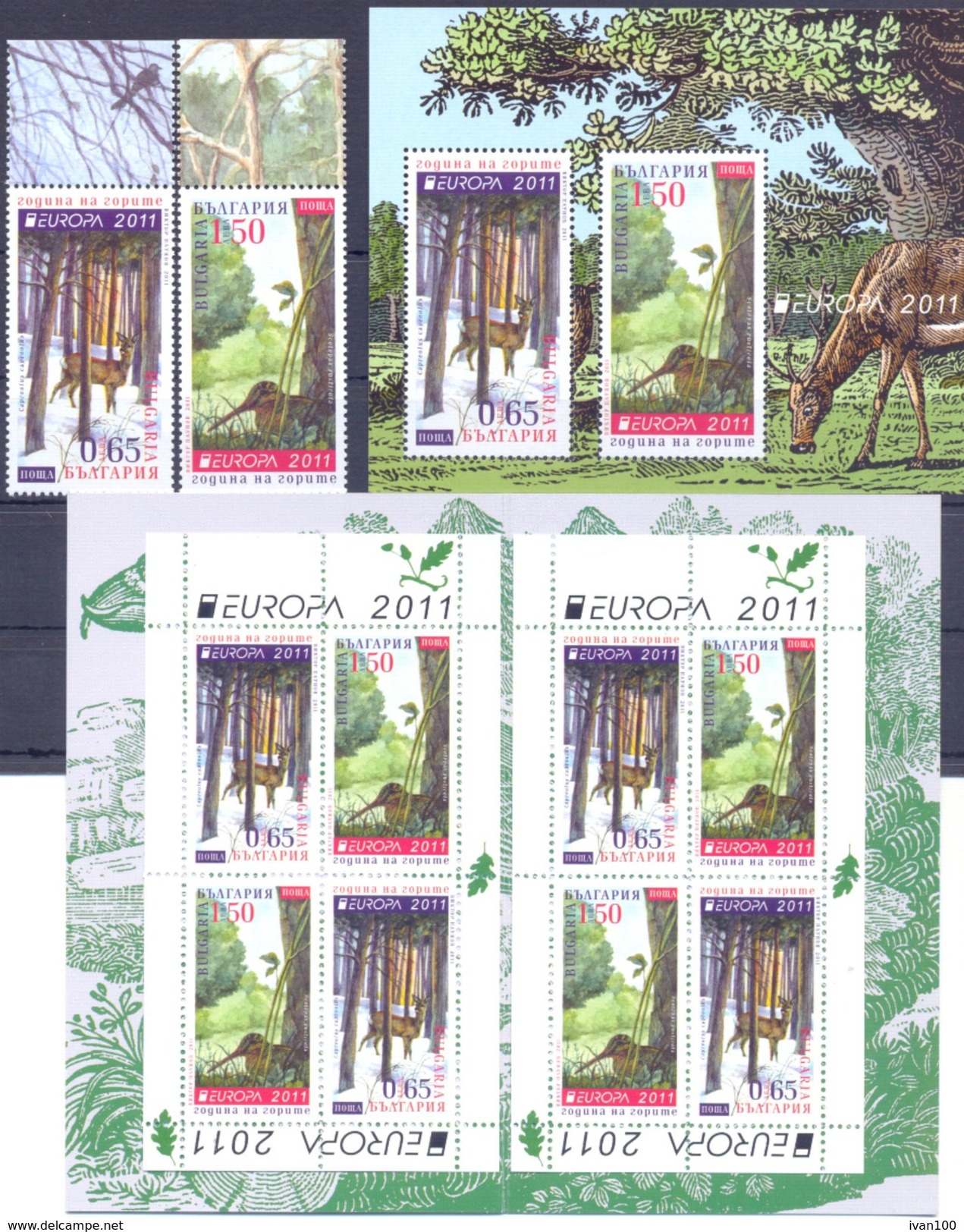 2011. Bulgaria, Europa 2011, 2v + S/s + Booklet, Mint/** - 2011