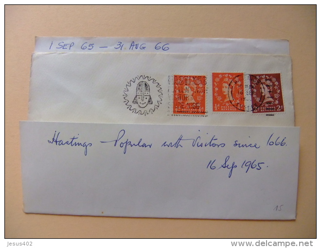 CARTA COVER U.K. FIRST DAY Of Use - HASTINGS POPULAR WITH VISITORS SINCE 1066 - HASTINGS 16/9/1965 SUSSEX - Cartas & Documentos