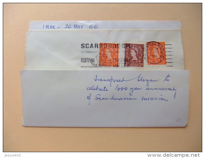 CARTA COVER U.K. FIRST DAY Of Use - SCARBOROUGH 7/4/1966  1000 Year Anniversary Of Scandinavian Invasion - Cartas & Documentos