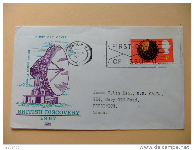 CARTA COVER U.K. FDC 1967 RADAR SCREEN SG N&ordm;752 FIRST DAY Of Use - London 19 /9 /1967 - Cartas & Documentos