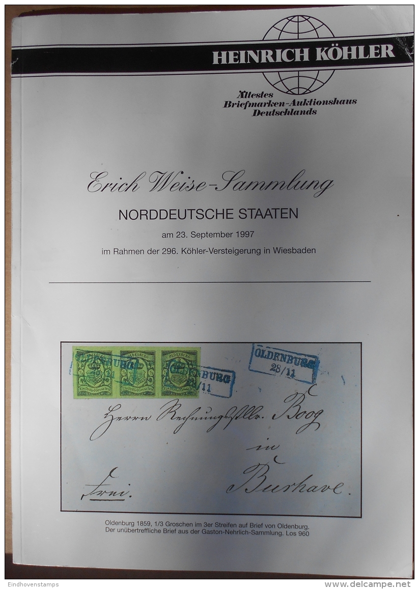 North German States Collections, Illustrated Specialized Auktions-Katalog Köhler 1997, 83 Pages - Cataloghi Di Case D'aste