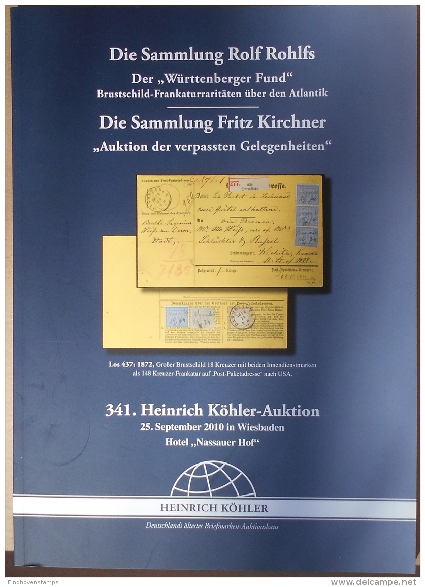 Germany, Transatlantic German Eagle Franking  Collection,  Illustrated Spec. Auktions-Katalog Köhler 2010, 500 Lots, - Catalogues For Auction Houses