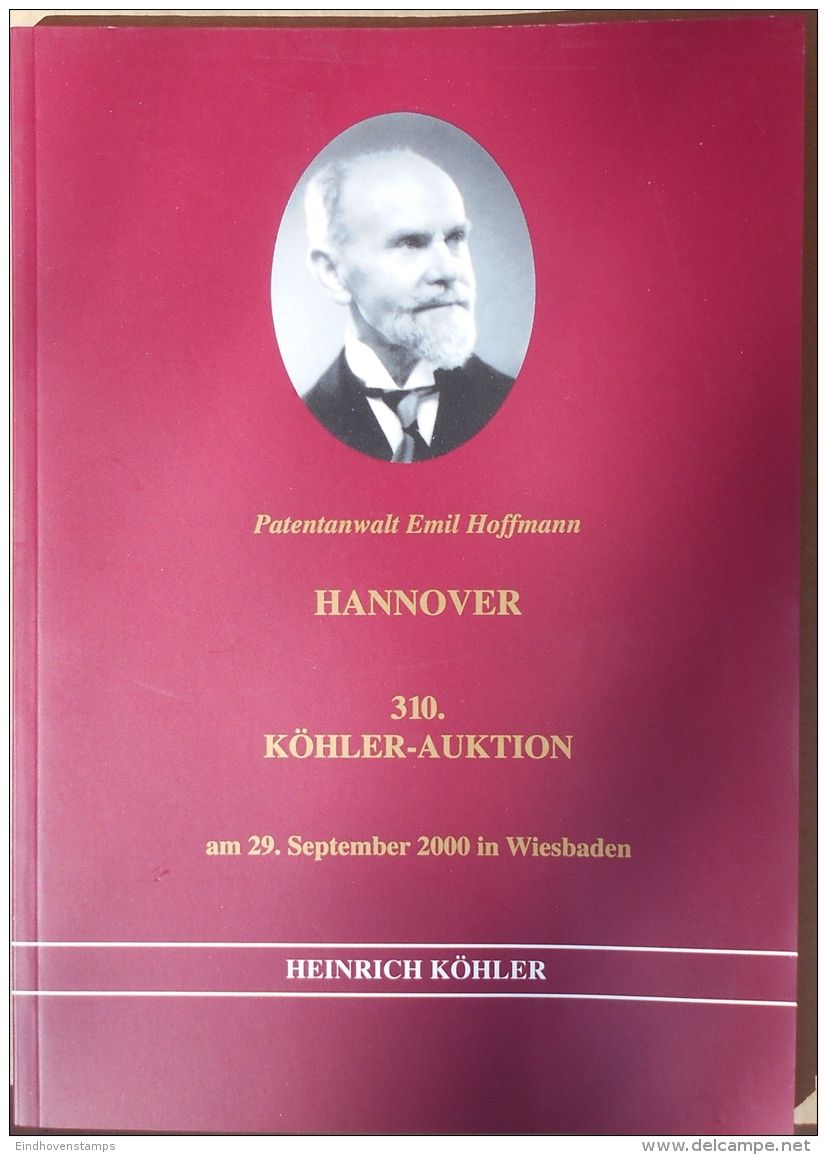 Germany, Hannover Collection,  Illustrated Specialized Auktions-Katalog Köhler 2000, 83 Pages - Cataloghi Di Case D'aste