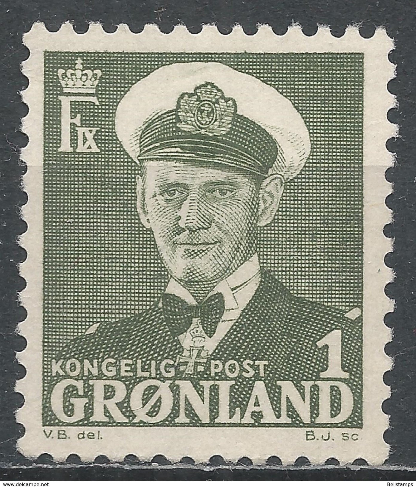 Greenland 1950. Scott #28 (M) King Frederik IX * - Neufs
