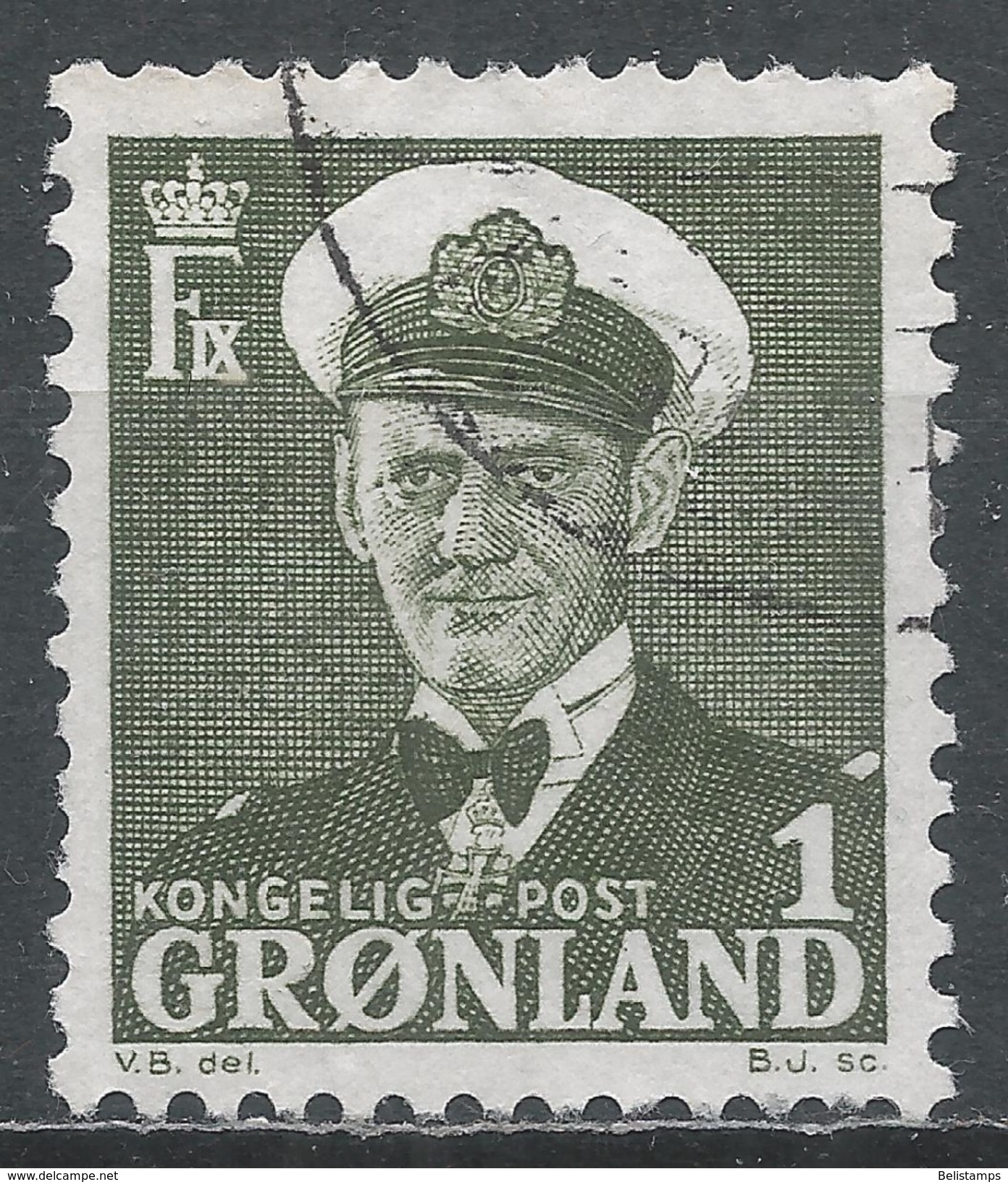 Greeland 1950. Scott #28 (U) King Frederik IX * - Used Stamps