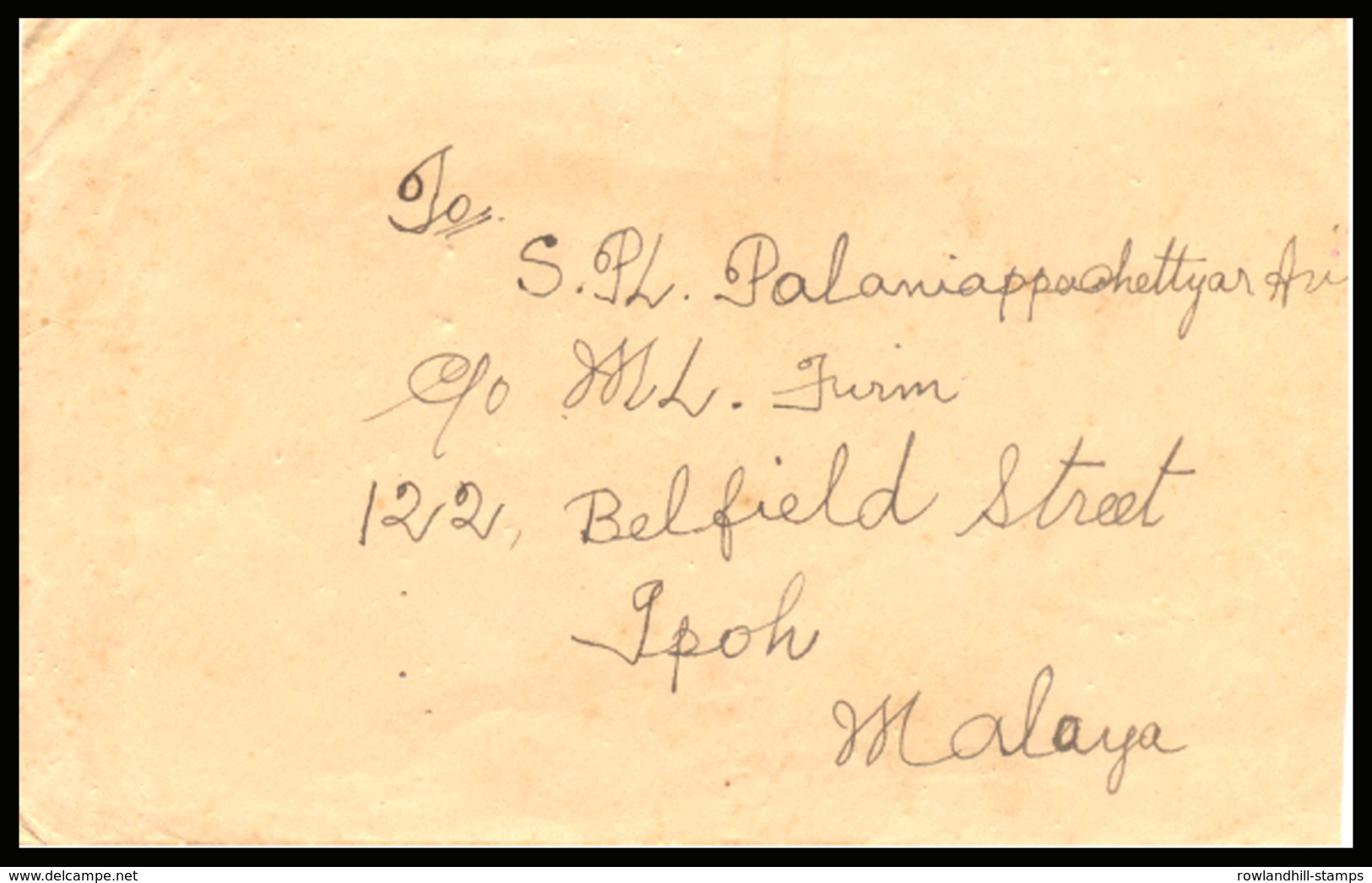 Malaya, Ipoh, 1947, Transmitted Envelope, Sent To Malaya From India, Various Postmark, King George VI, Ramnad. - Autres & Non Classés
