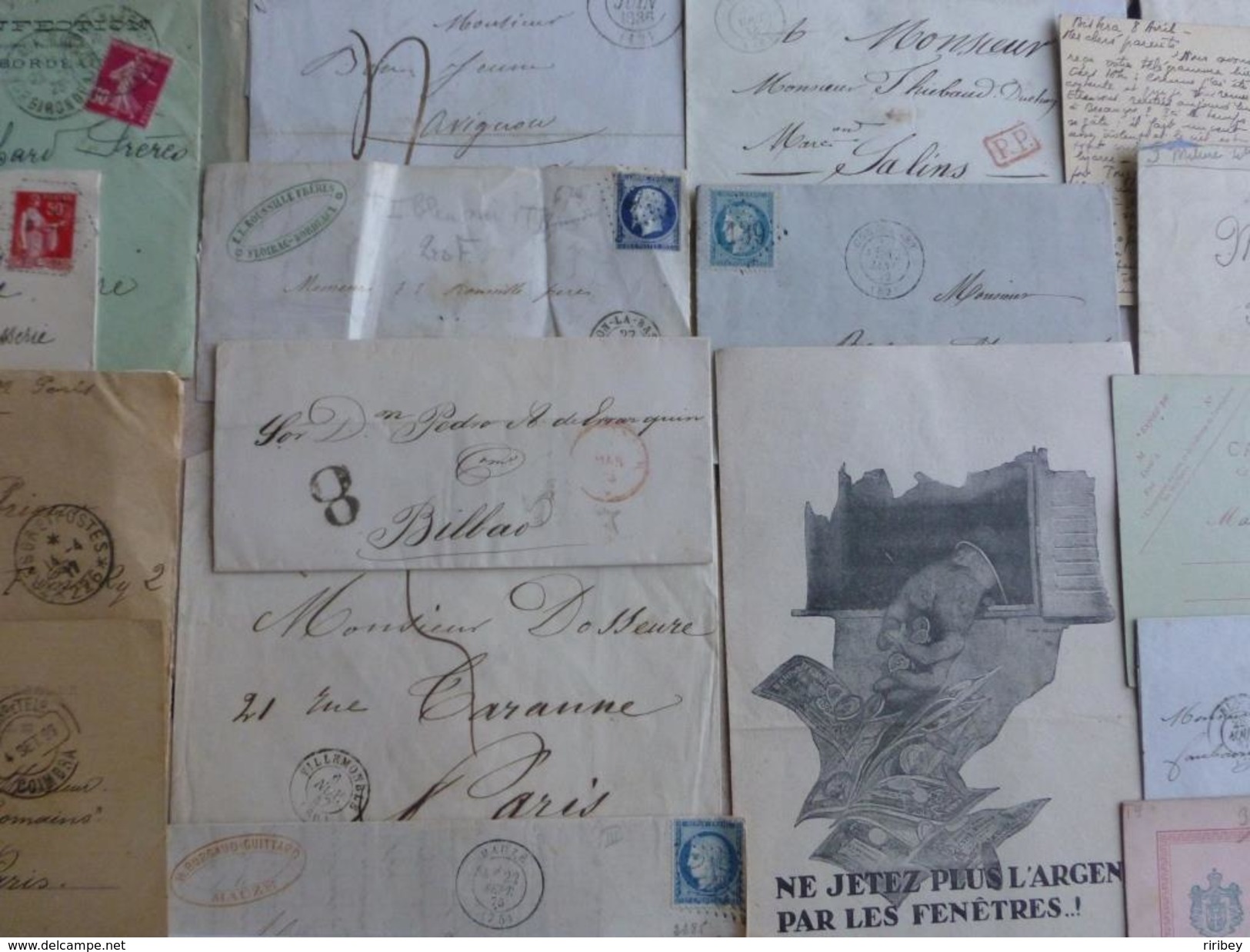 ### LOT LETTRES ET MARQUES POSTALES ###   XVIII -> XX ème - 13 scans