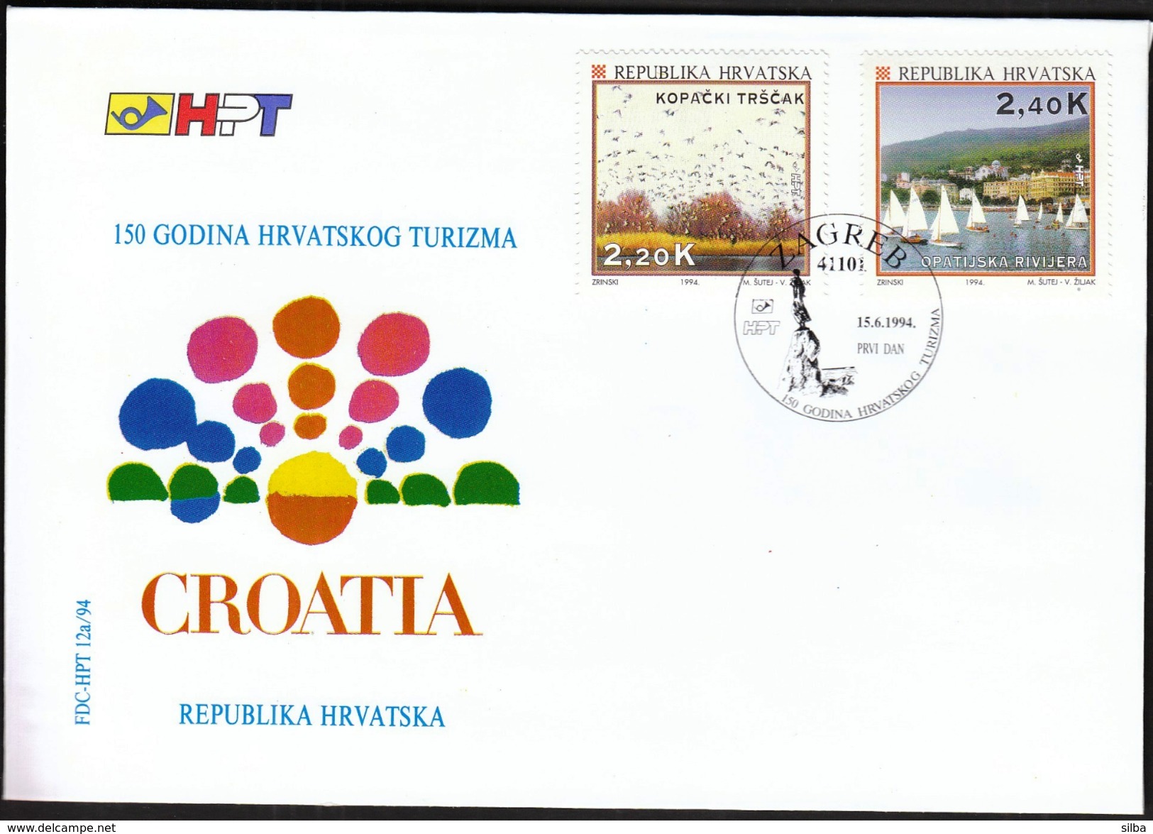 Croatia Zagreb 1994 / 150 Years Of Croatian Tourism / Kopacki Trscak, Opatija / FDC - Other & Unclassified