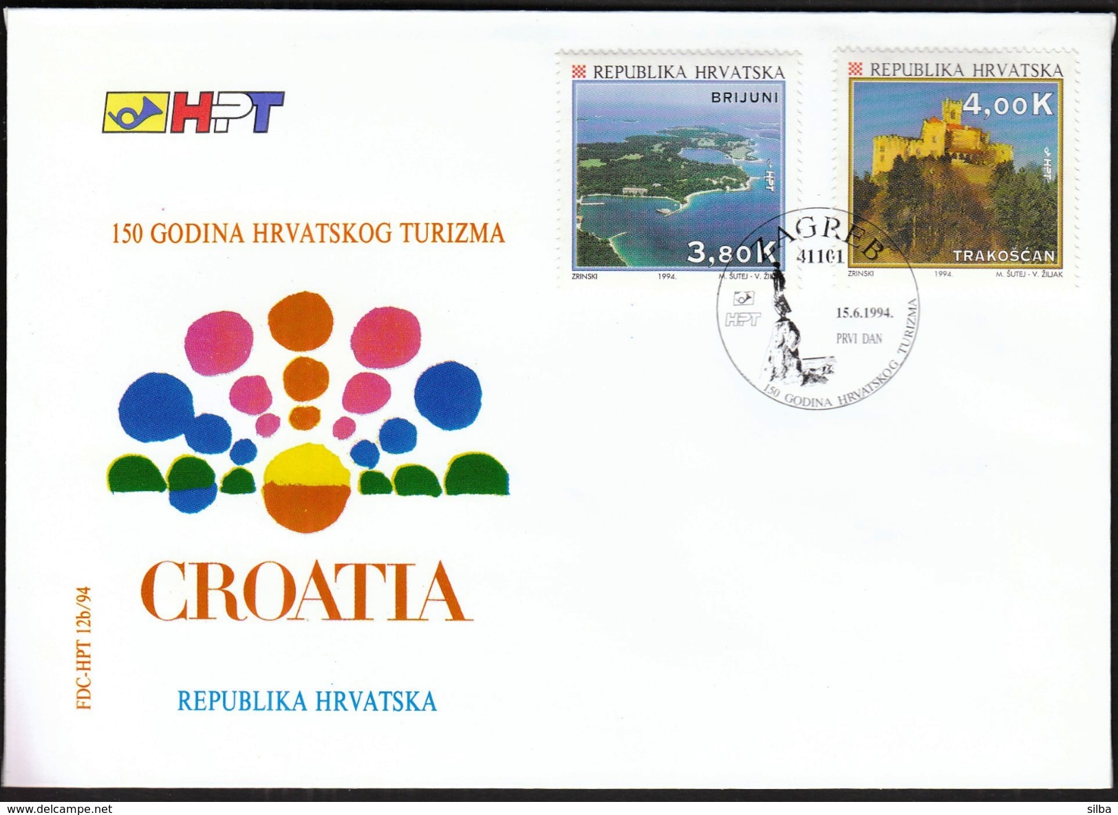 Croatia Zagreb 1994 / 150 Years Of Croatian Tourism / Brijuni, Trakoscan Castle / FDC - Other & Unclassified