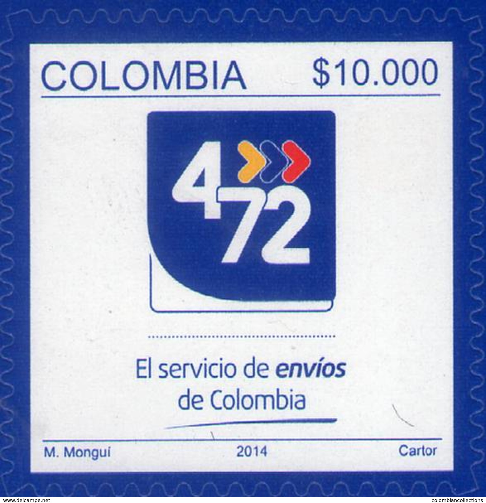 Lote 2014-10, Colombia, 2014, Sello, Stamp, 10.000, Emision Operativa, Operational Emission, Adhesive Stamp - Colombia