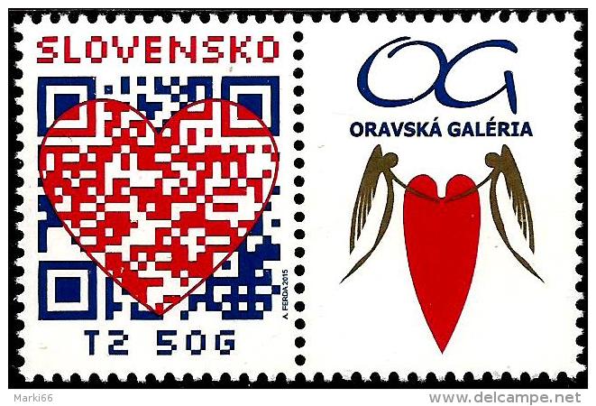 Slovakia - 2015 - Valentine Day - Mint Stamp With Personalized Coupons And QR Code - Nuevos