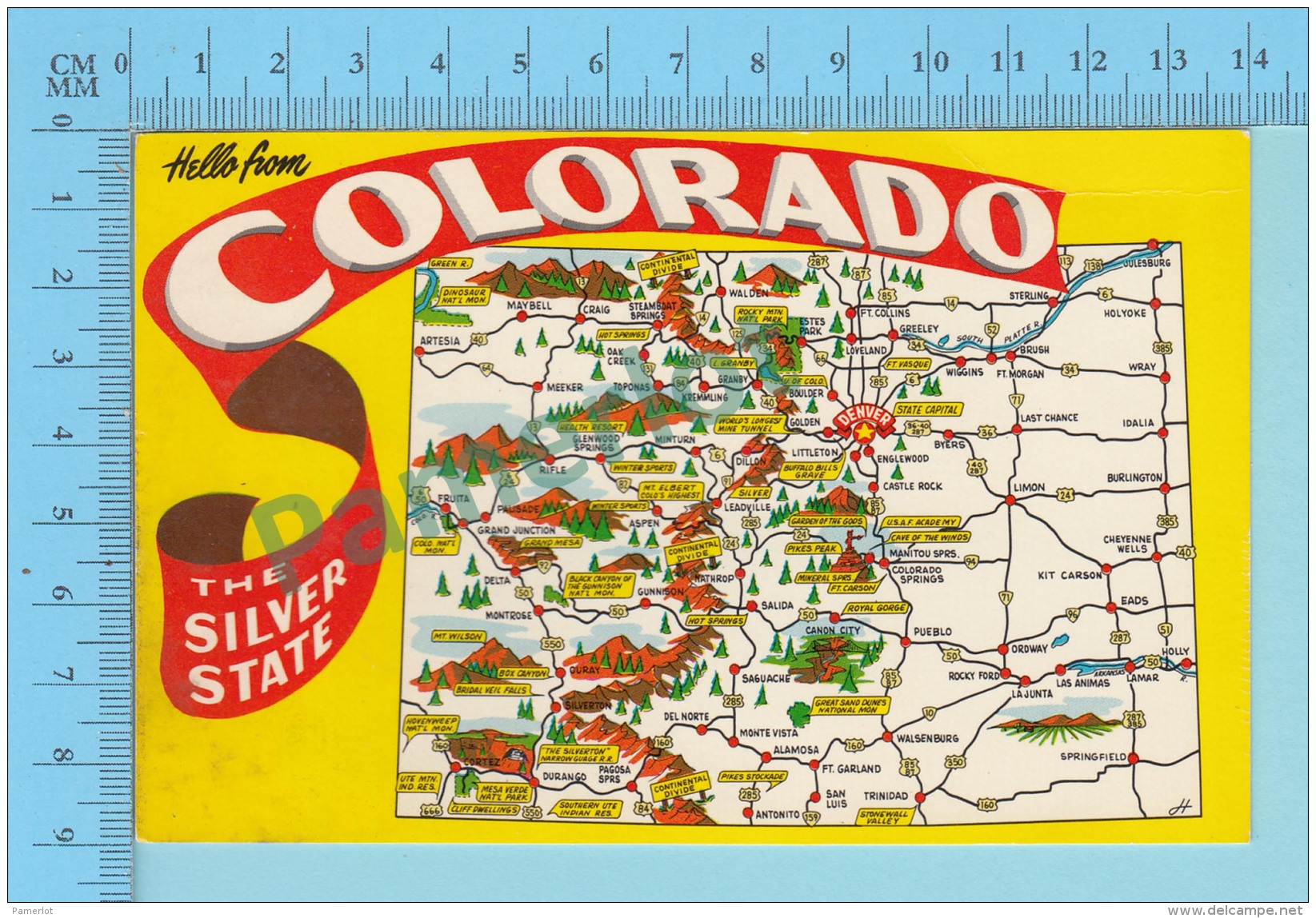 Maps, Cartes Géographiques - USA Hello From Colorada The Silver State, Map  - 2 Scans - Cartes Géographiques