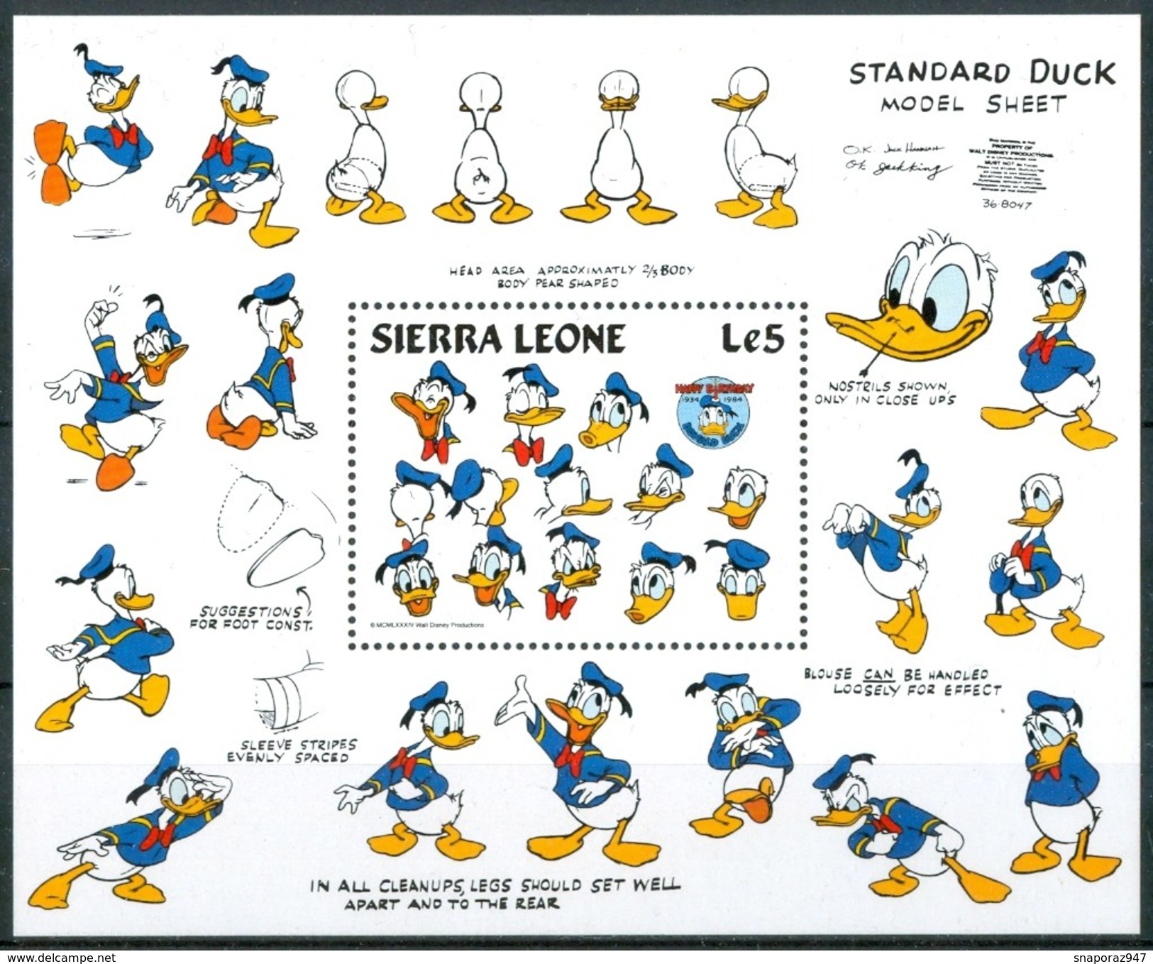 1984 Sierra Leone Walt Disney Block MNH** ZZ8 - Disney